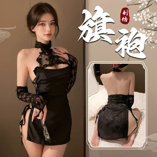 古风刺绣旗袍挑逗约会战袍制服诱惑