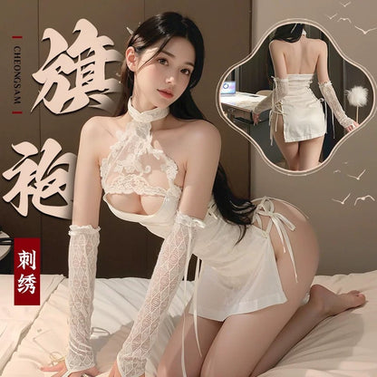 古风刺绣旗袍挑逗约会战袍制服诱惑
