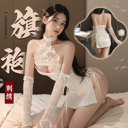 古风刺绣旗袍挑逗约会战袍制服诱惑