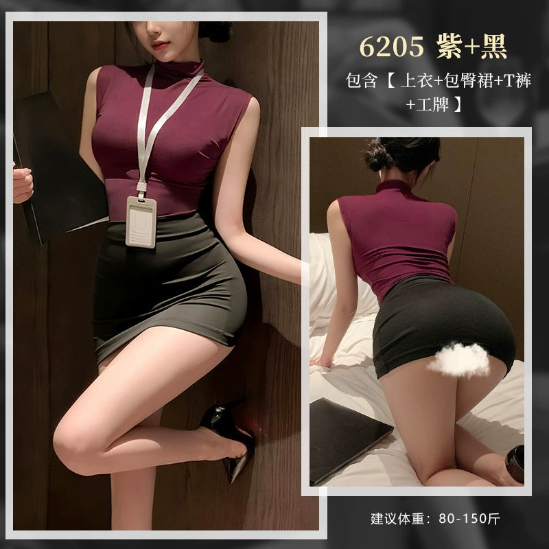 职场OL禁欲cos秘书套装制服诱惑性感调情可撕情趣内衣