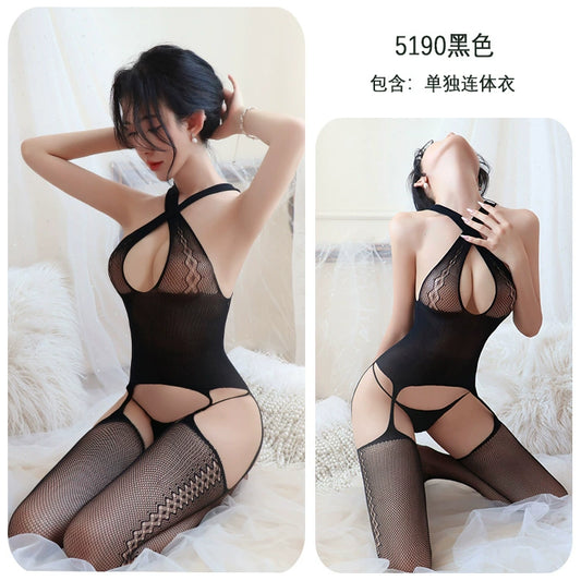情趣内衣女丝袜开裆诱惑性感紫色免脱女床上开档