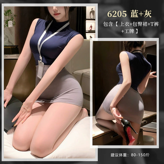 职场OL禁欲cos秘书套装制服诱惑性感调情可撕情趣内衣