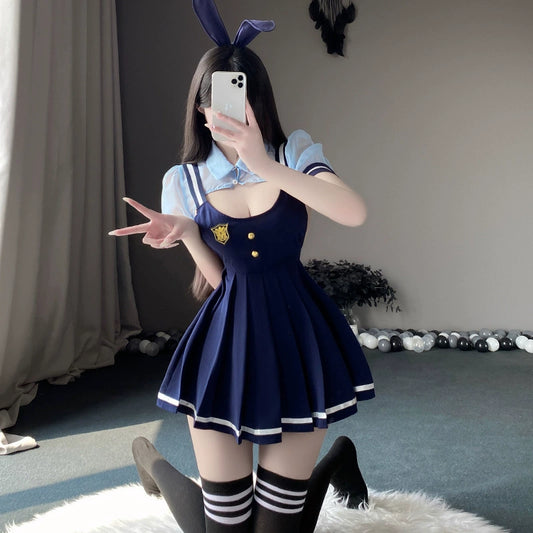 纯欲情趣内衣性感JK百褶背带裙兔女郎制服女警官套装校园学生制服